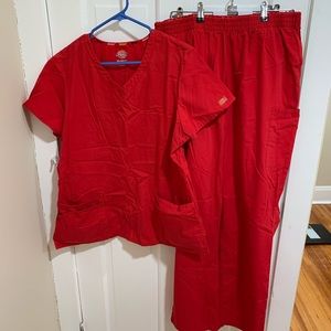 Dickie's Womens Red Scrub Set